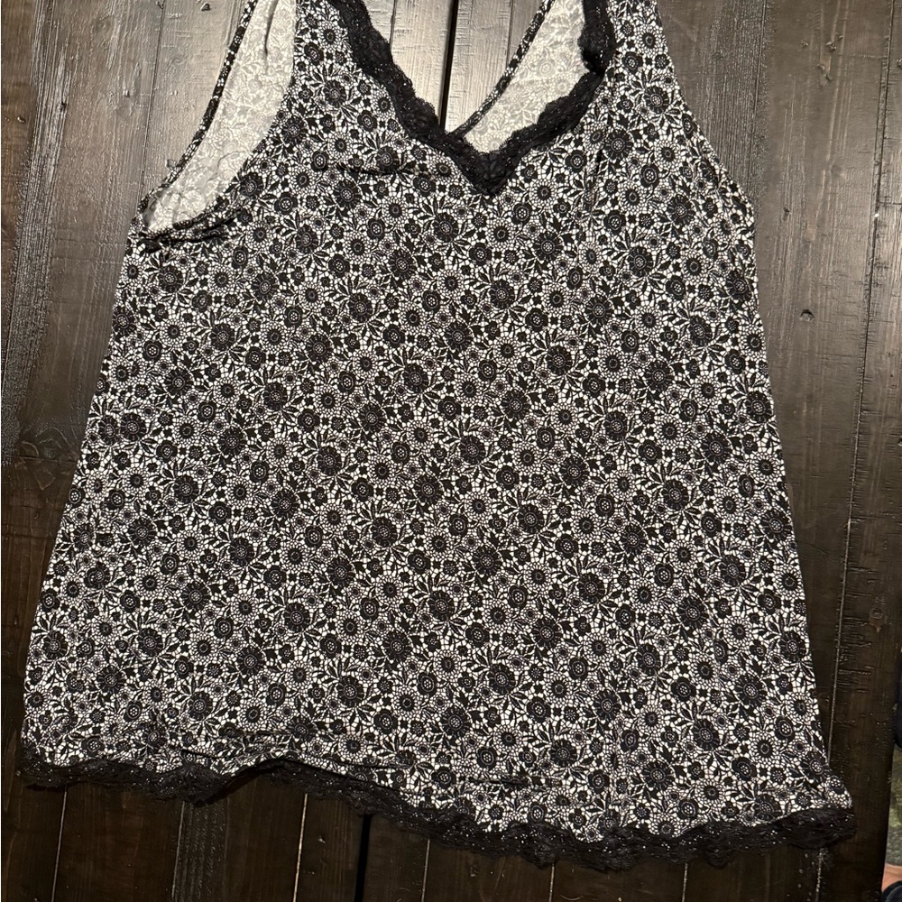 Lane Bryant Black and White Floral pajama top